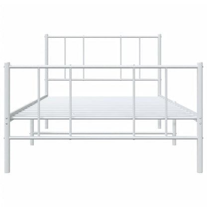 Bedframe Met Hoofd- En Voeteneinde Metaal 107 x 203 cm Wit met hoofdbord & voetbord