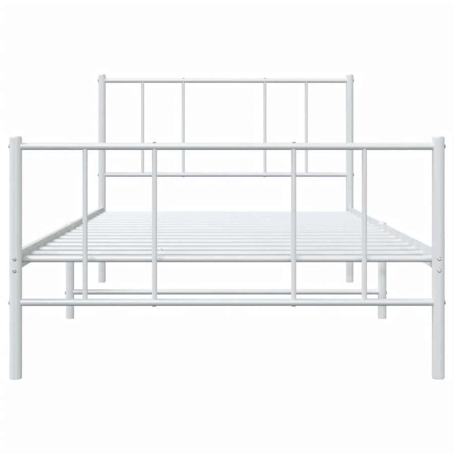Bedframe Met Hoofd- En Voeteneinde Metaal 107 x 203 cm Wit met hoofdbord & voetbord