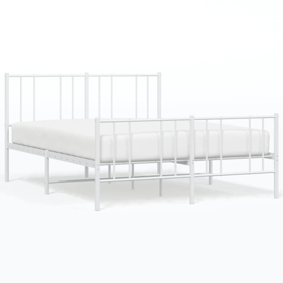 Bedframe Met Hoofd- En Voeteneinde Metaal 120 X 190 Cm Wit met hoofdbord & voetbord