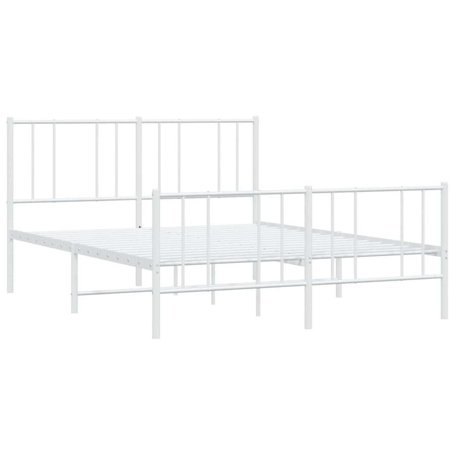 Bedframe Met Hoofd- En Voeteneinde Metaal 120 X 190 Cm Wit met hoofdbord & voetbord