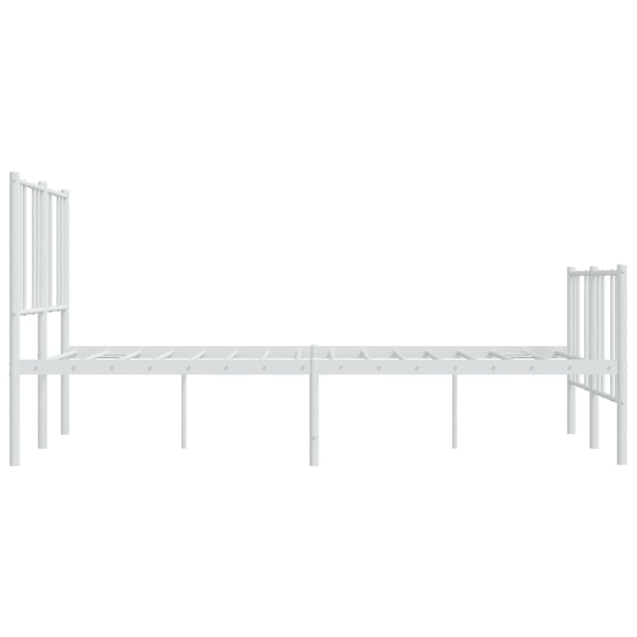 Bedframe Met Hoofd- En Voeteneinde Metaal 120 X 190 Cm Wit met hoofdbord & voetbord