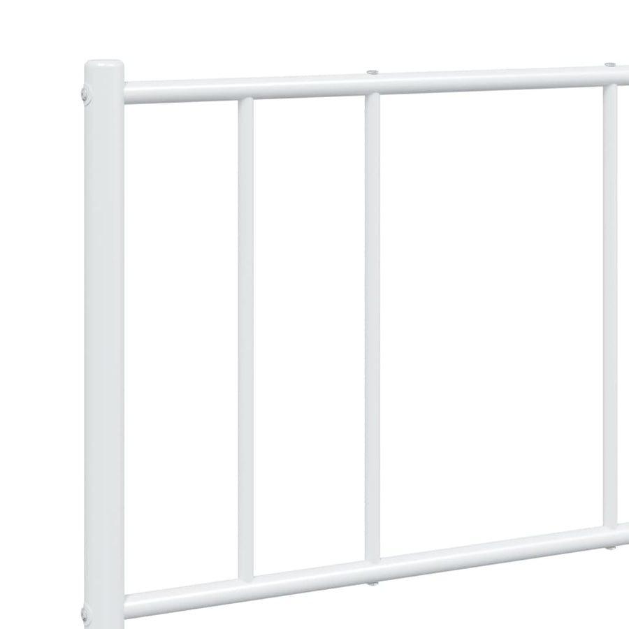 Bedframe Met Hoofd- En Voeteneinde Metaal 120 X 190 Cm Wit met hoofdbord & voetbord