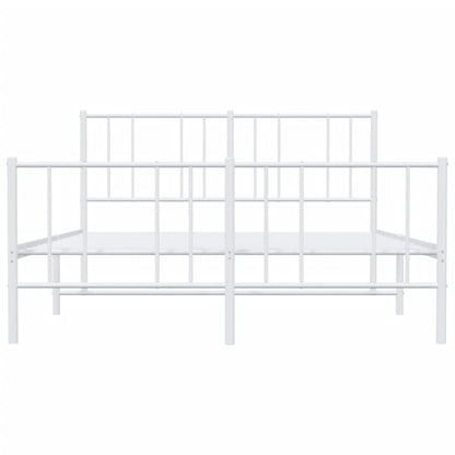 Bedframe Met Hoofd- En Voeteneinde Metaal 120 x 200 cm Wit met hoofdbord & voetbord
