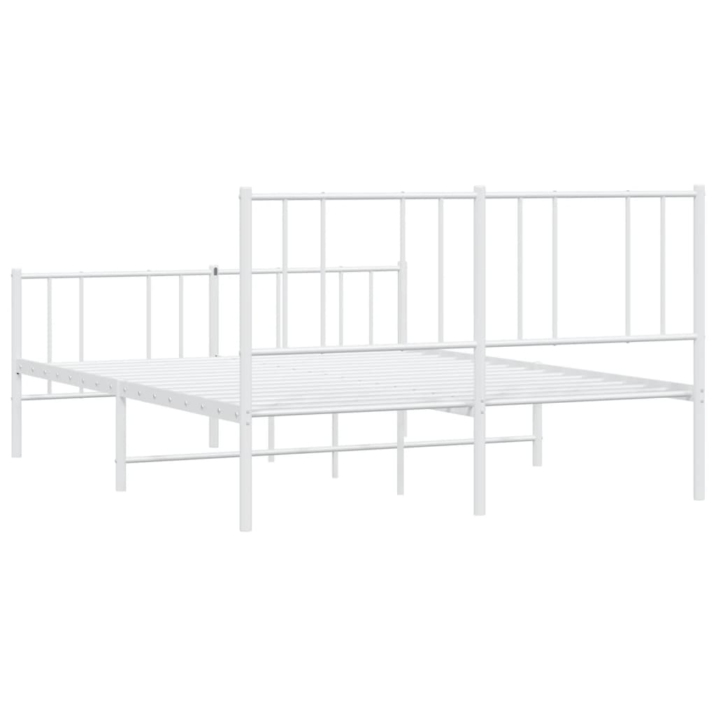 Bedframe Met Hoofd- En Voeteneinde Metaal 120 x 200 cm Wit met hoofdbord & voetbord