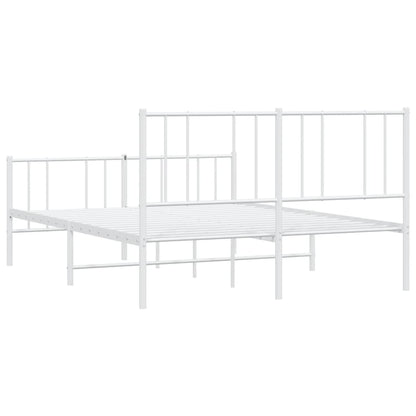 Bedframe Met Hoofd- En Voeteneinde Metaal 120 x 200 cm Wit met hoofdbord & voetbord