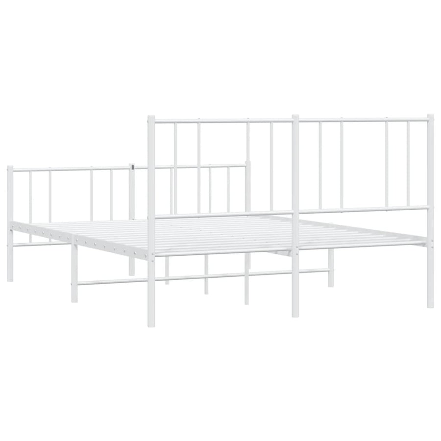 Bedframe Met Hoofd- En Voeteneinde Metaal 120 x 200 cm Wit met hoofdbord & voetbord