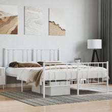Bedframe Met Hoofd- En Voeteneinde Metaal 120 x 200 cm Wit met hoofdbord & voetbord