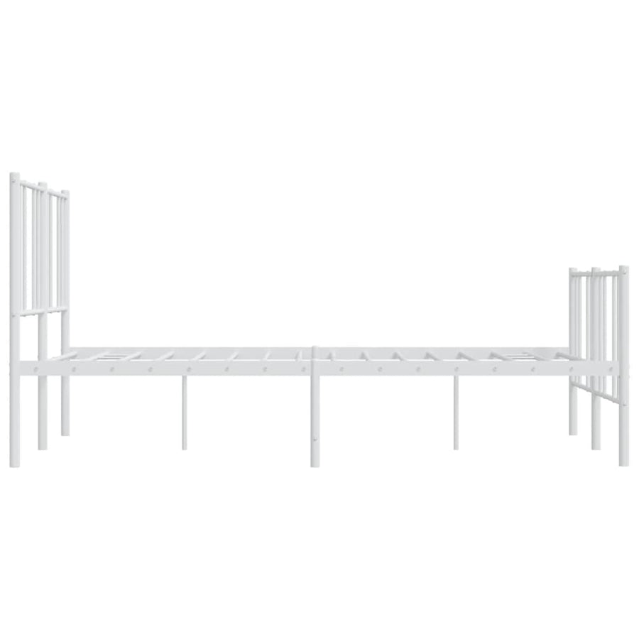 Bedframe Met Hoofd- En Voeteneinde Metaal 135 x 190 cm Wit met hoofdbord & voetbord