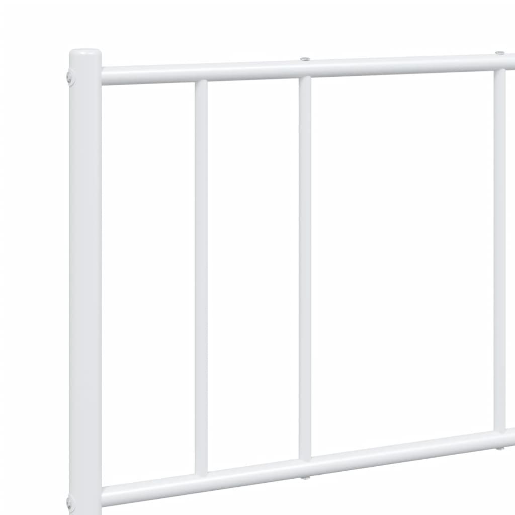Bedframe Met Hoofd- En Voeteneinde Metaal 135 x 190 cm Wit met hoofdbord & voetbord