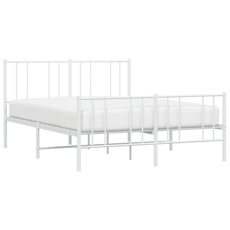 Bedframe Met Hoofd- En Voeteneinde Metaal 140 x 190 cm Wit met hoofdbord & voetbord