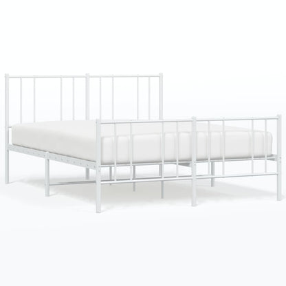 Bedframe Met Hoofd- En Voeteneinde Metaal 140 x 200 cm Wit met hoofdbord & voetbord