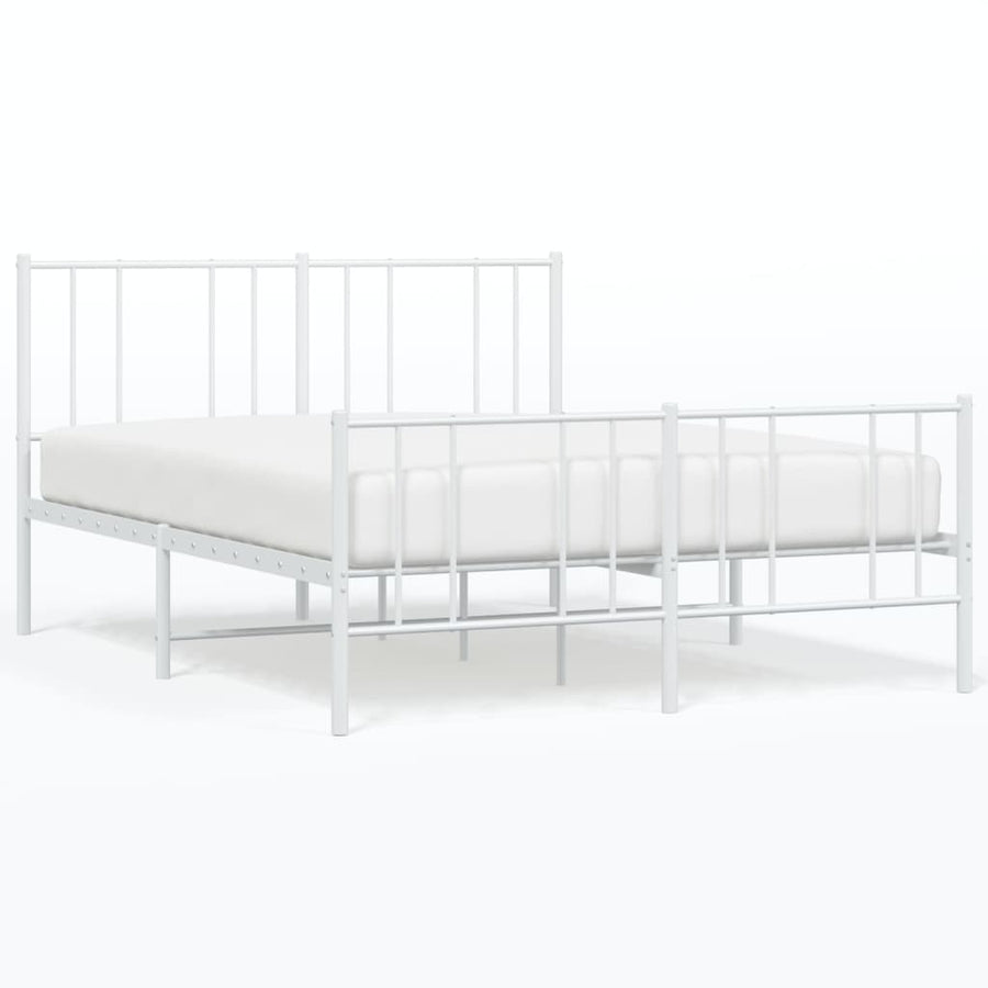Bedframe Met Hoofd- En Voeteneinde Metaal 140 x 200 cm Wit met hoofdbord & voetbord