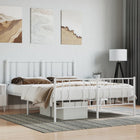 Metal bed frame with headboard and footboard white 140x200 cm
