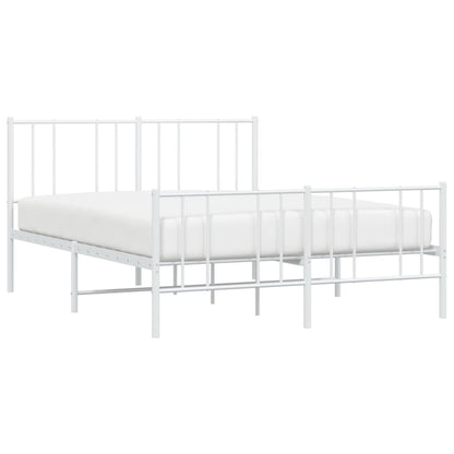 Bedframe Met Hoofd- En Voeteneinde Metaal 150 x 200 cm Wit met hoofdbord & voetbord