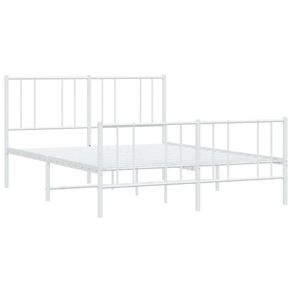 Bedframe Met Hoofd- En Voeteneinde Metaal 150 x 200 cm Wit met hoofdbord & voetbord