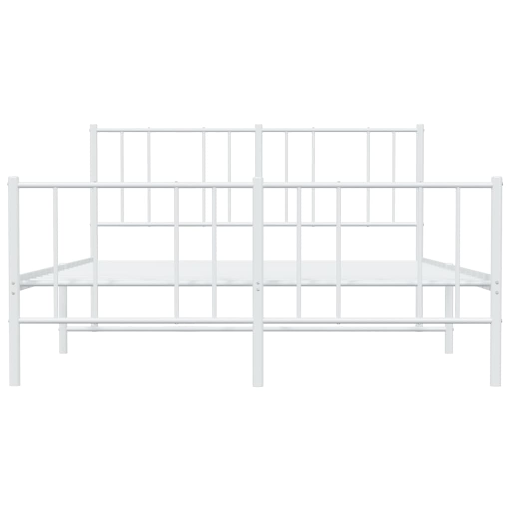 Bedframe Met Hoofd- En Voeteneinde Metaal 150 x 200 cm Wit met hoofdbord & voetbord