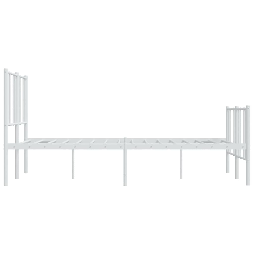Bedframe Met Hoofd- En Voeteneinde Metaal 150 x 200 cm Wit met hoofdbord & voetbord