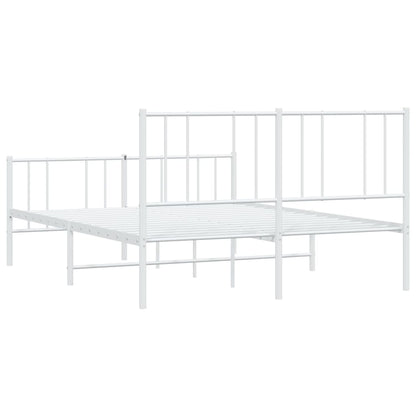 Bedframe Met Hoofd- En Voeteneinde Metaal 150 x 200 cm Wit met hoofdbord & voetbord