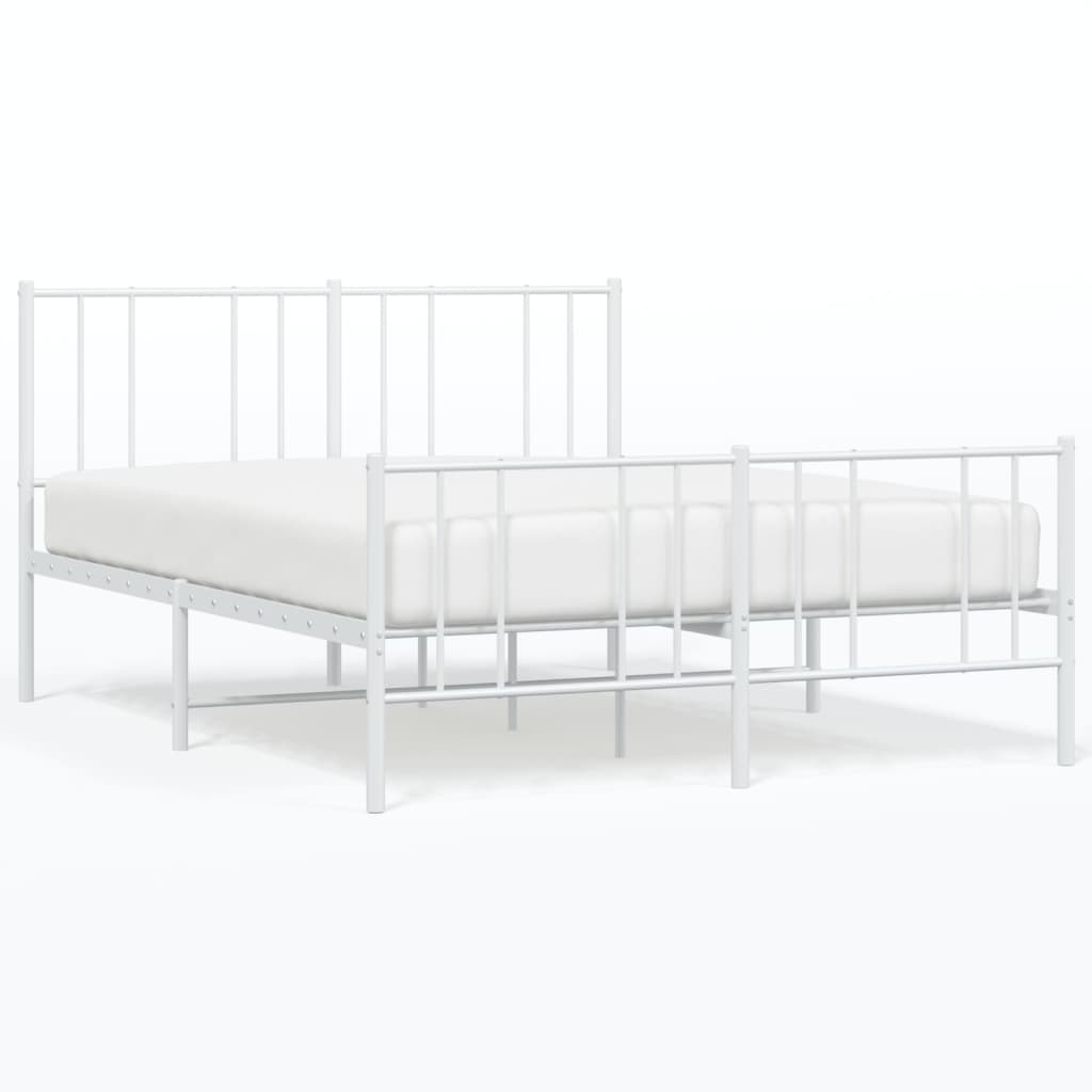 Bedframe Met Hoofd- En Voeteneinde Metaal 160 x 200 cm Wit met hoofdbord & voetbord