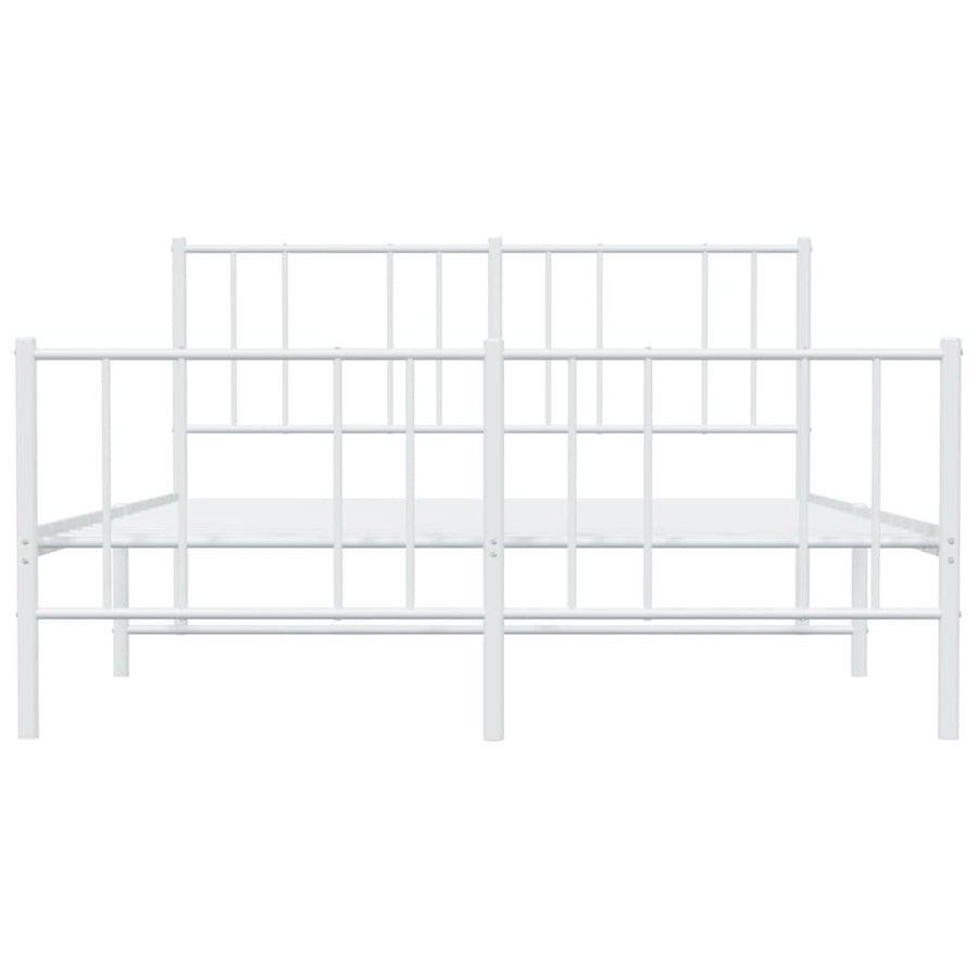 Bedframe Met Hoofd- En Voeteneinde Metaal 160 x 200 cm Wit met hoofdbord & voetbord