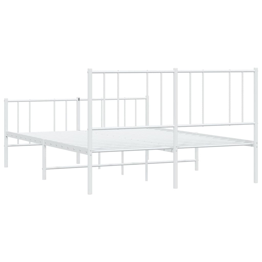 Bedframe Met Hoofd- En Voeteneinde Metaal 160 x 200 cm Wit met hoofdbord & voetbord