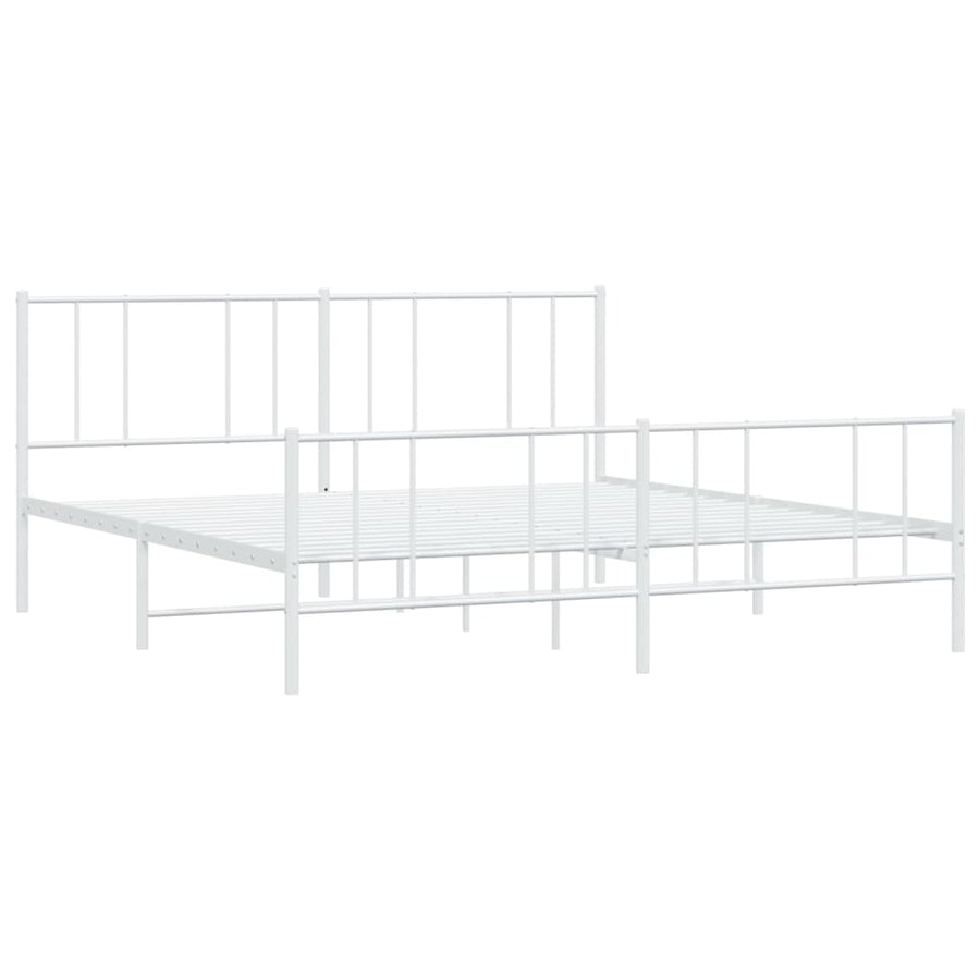 Bedframe Met Hoofd- En Voeteneinde Metaal 180 x 200 cm Wit met hoofdbord & voetbord