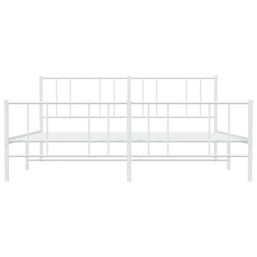 Bedframe Met Hoofd- En Voeteneinde Metaal 180 x 200 cm Wit met hoofdbord & voetbord