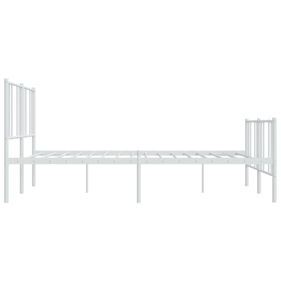 Bedframe Met Hoofd- En Voeteneinde Metaal 180 x 200 cm Wit met hoofdbord & voetbord