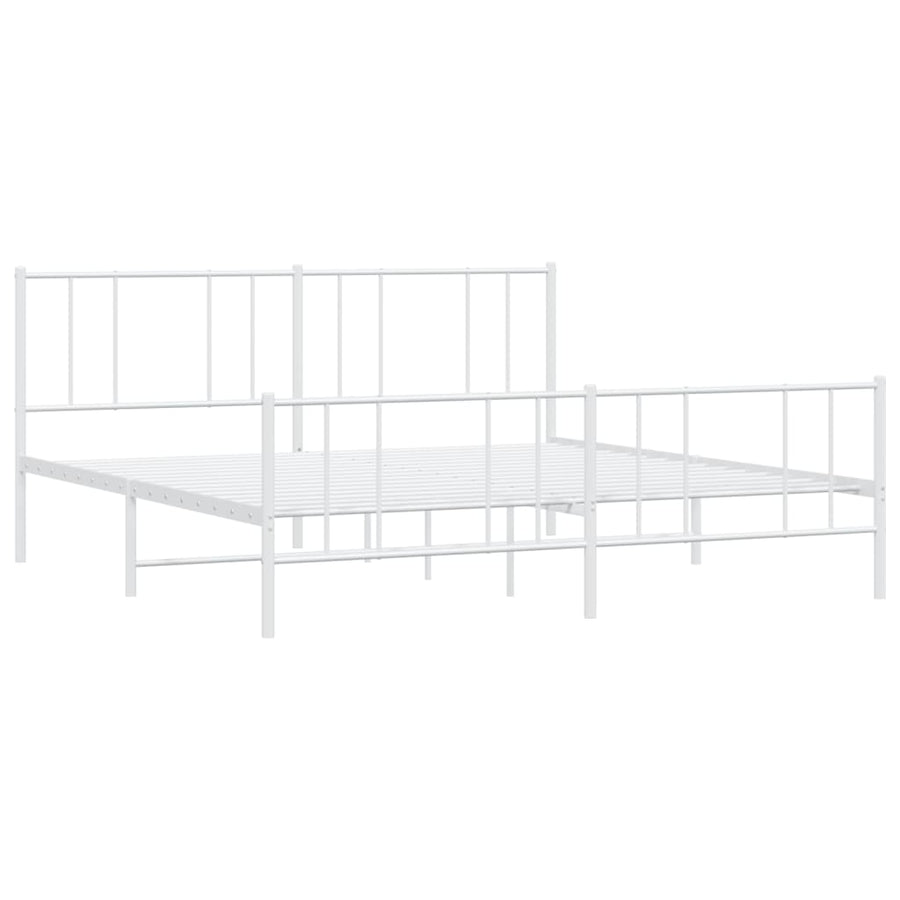 Bedframe Met Hoofd- En Voeteneinde Metaal 183 x 213 cm Wit met hoofdbord & voetbord