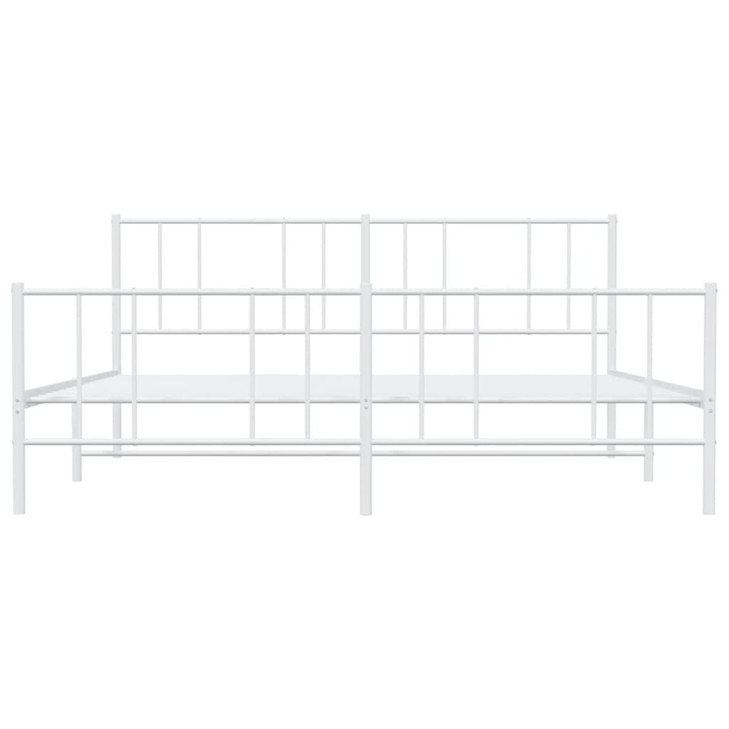 Bedframe Met Hoofd- En Voeteneinde Metaal 183 x 213 cm Wit met hoofdbord & voetbord