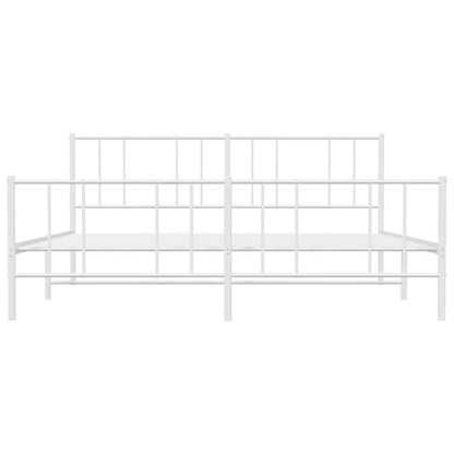 Bedframe Met Hoofd- En Voeteneinde Metaal 183 x 213 cm Wit met hoofdbord & voetbord