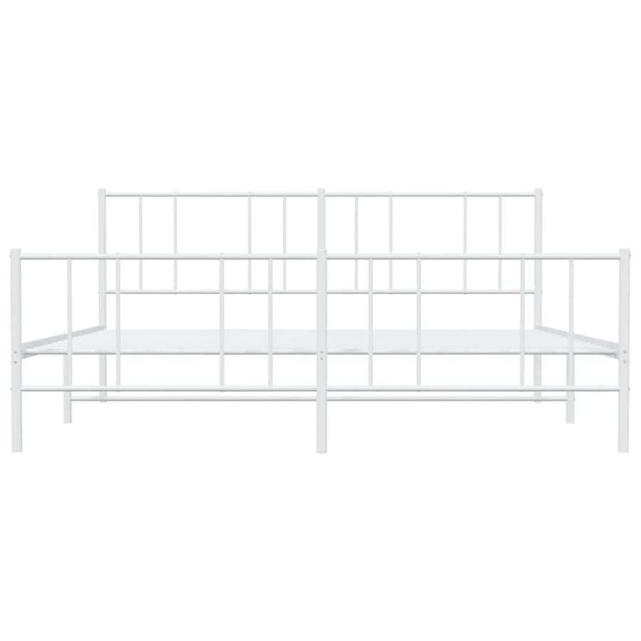 Bedframe Met Hoofd- En Voeteneinde Metaal 183 x 213 cm Wit met hoofdbord & voetbord