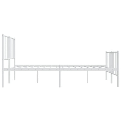 Bedframe Met Hoofd- En Voeteneinde Metaal 183 x 213 cm Wit met hoofdbord & voetbord