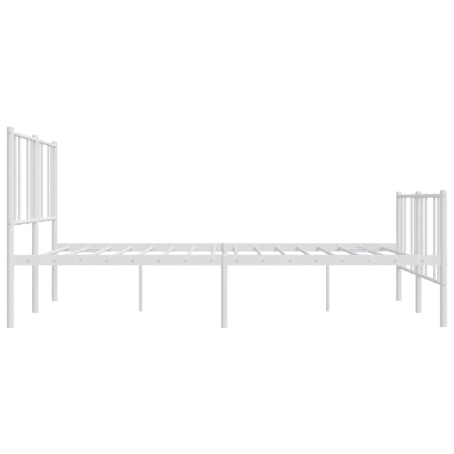 Bedframe Met Hoofd- En Voeteneinde Metaal 183 x 213 cm Wit met hoofdbord & voetbord