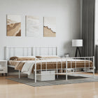 White Metal Bed Frame with Headboard and Footboard 183x213 cm