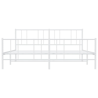 Bedframe Met Hoofd- En Voeteneinde Metaal 193 x 203 cm Wit met hoofdbord & voetbord