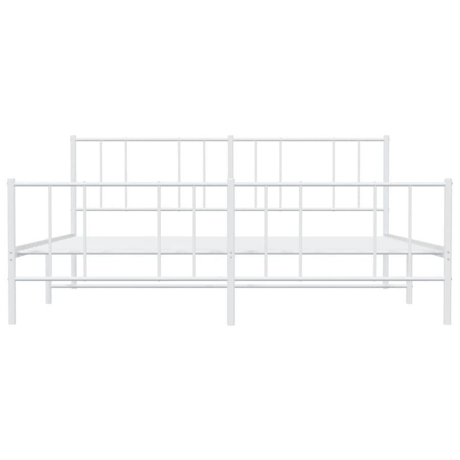 Bedframe Met Hoofd- En Voeteneinde Metaal 193 x 203 cm Wit met hoofdbord & voetbord