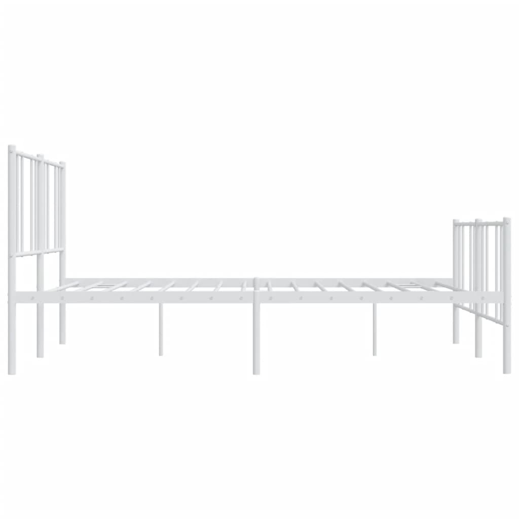 Bedframe Met Hoofd- En Voeteneinde Metaal 193 x 203 cm Wit met hoofdbord & voetbord