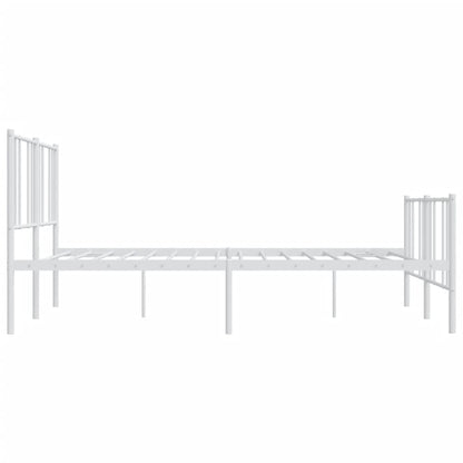 Bedframe Met Hoofd- En Voeteneinde Metaal 193 x 203 cm Wit met hoofdbord & voetbord