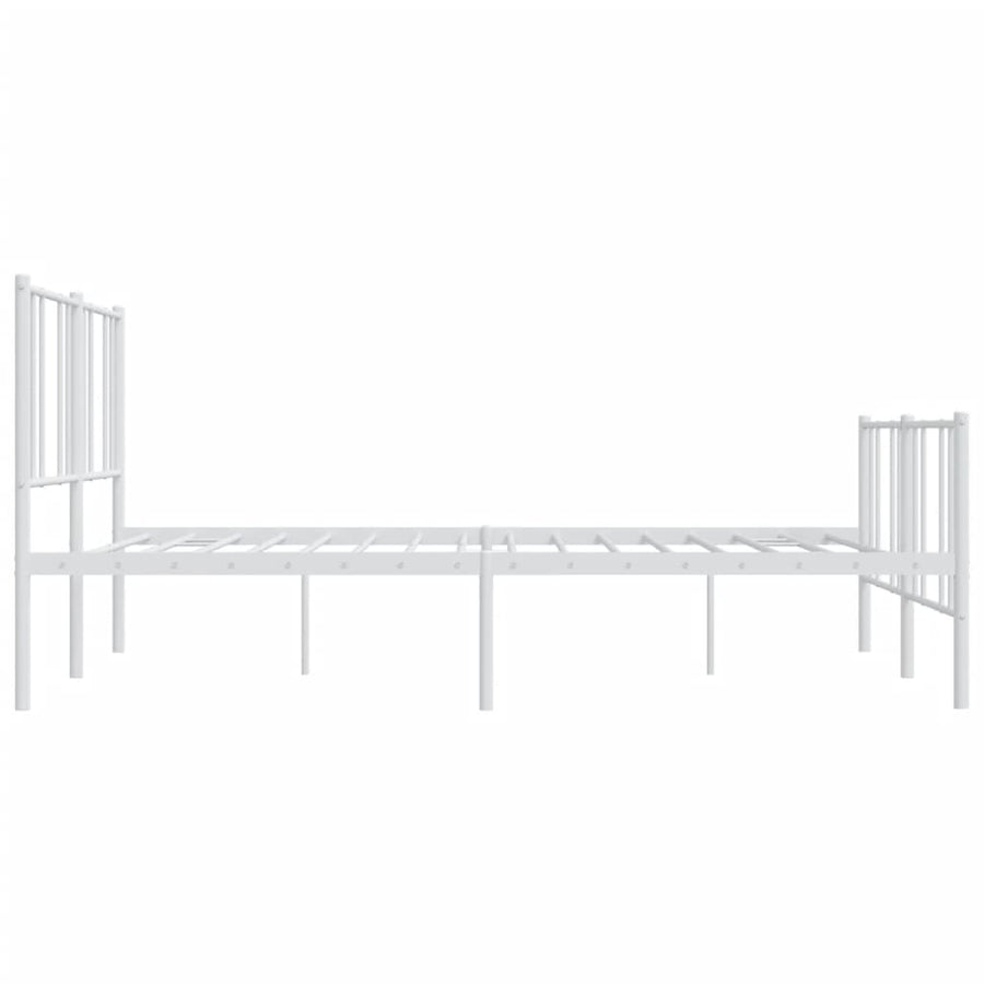 Bedframe Met Hoofd- En Voeteneinde Metaal 193 x 203 cm Wit met hoofdbord & voetbord