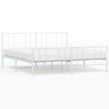 Bedframe Met Hoofd- En Voeteneinde Metaal 200 x 200 cm Wit met hoofdbord & voetbord