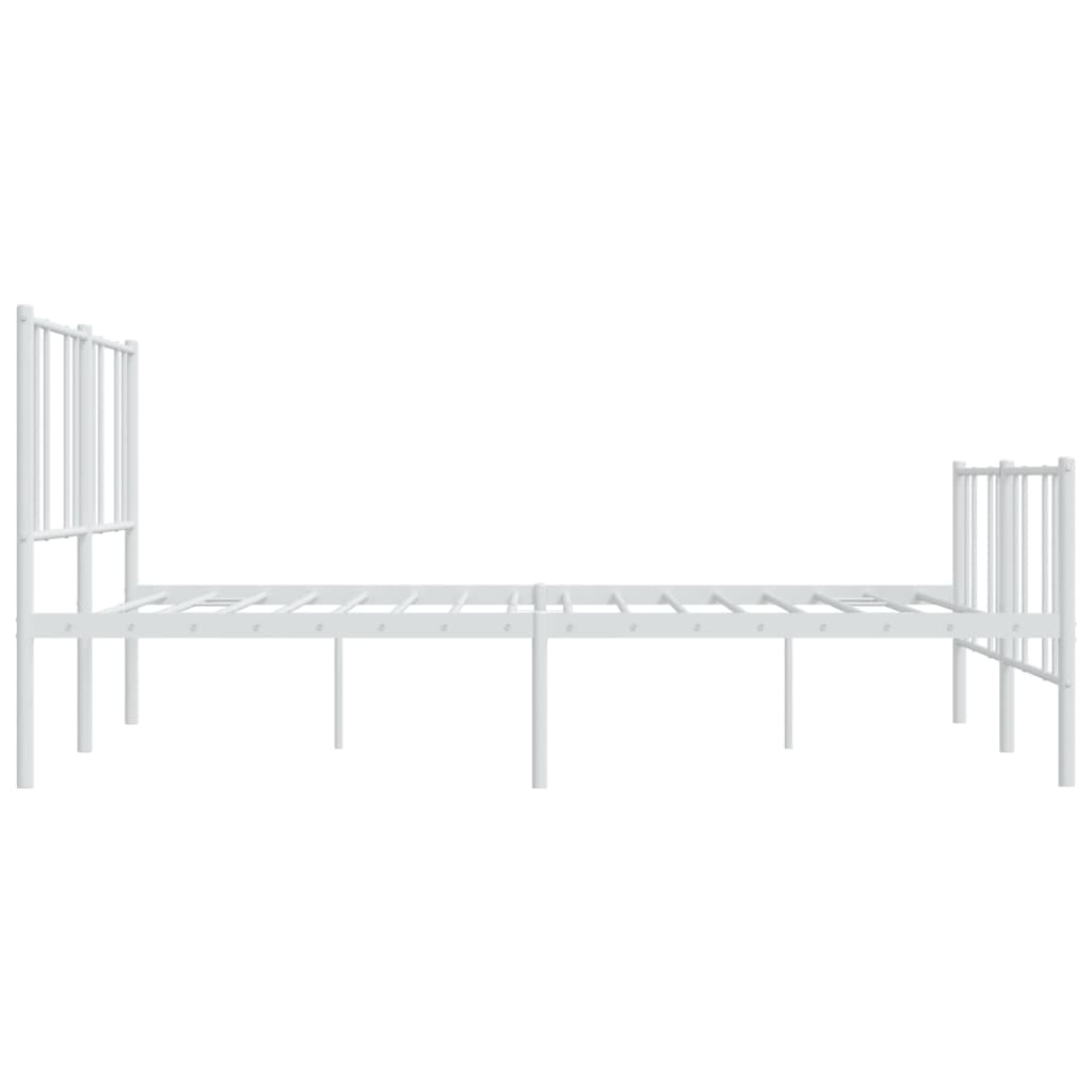 Bedframe Met Hoofd- En Voeteneinde Metaal 200 x 200 cm Wit met hoofdbord & voetbord