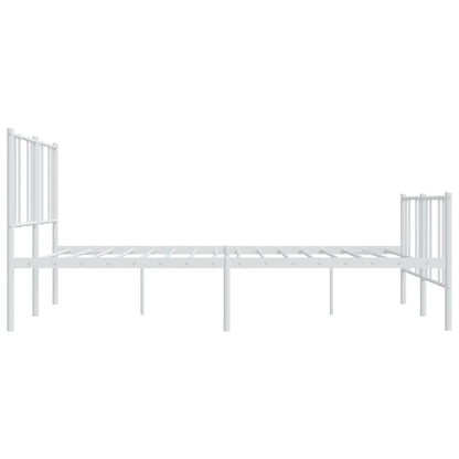 Bedframe Met Hoofd- En Voeteneinde Metaal 200 x 200 cm Wit met hoofdbord & voetbord