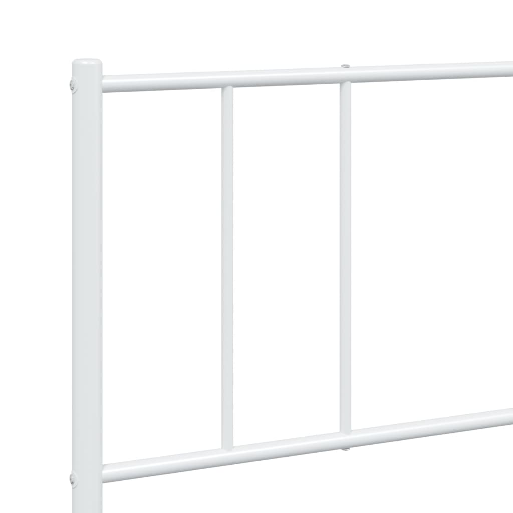 Bedframe Met Hoofd- En Voeteneinde Metaal 200 x 200 cm Wit met hoofdbord & voetbord