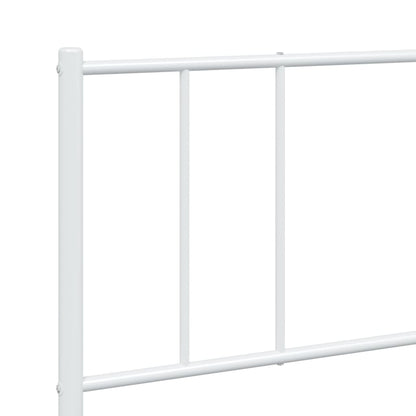 Bedframe Met Hoofd- En Voeteneinde Metaal 200 x 200 cm Wit met hoofdbord & voetbord