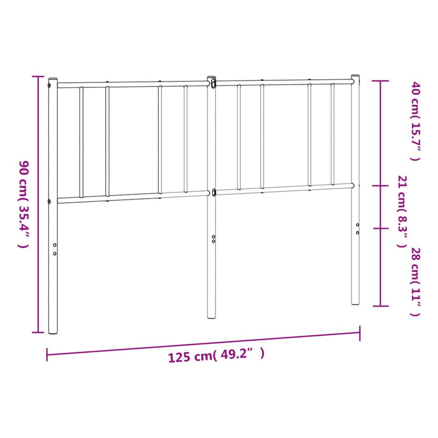 Hoofdbord Metaal Wit 120 Cm