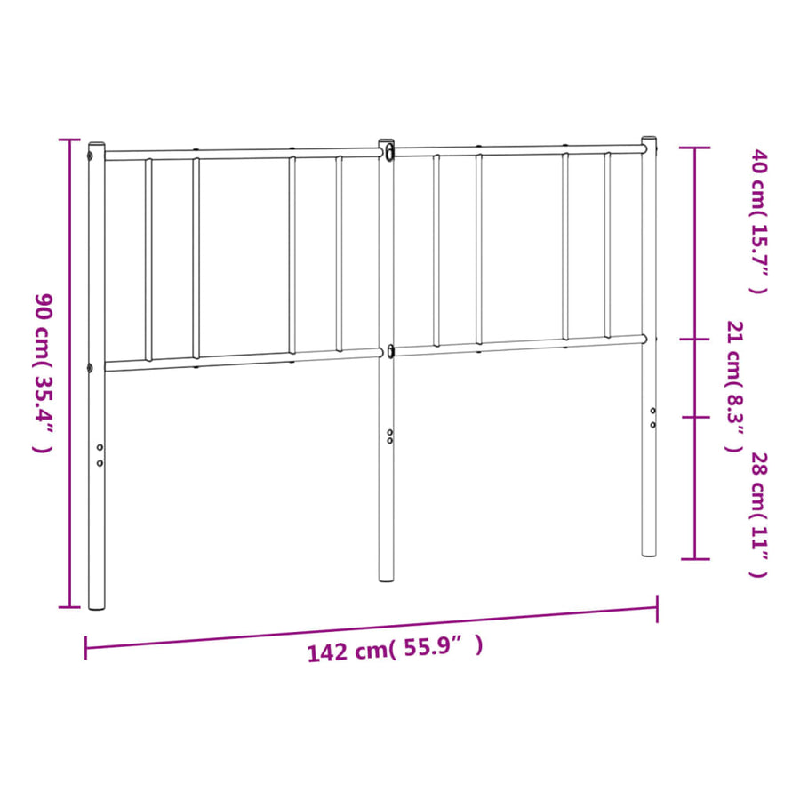 Vervangend hoofdbord 135 cm metaal wit