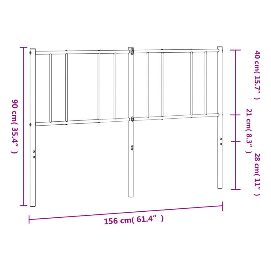 Vervangend hoofdbord 150 cm metaal wit