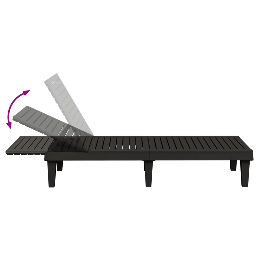 Ligbedden 155X58X83 Cm Polypropeen 2 Zwart