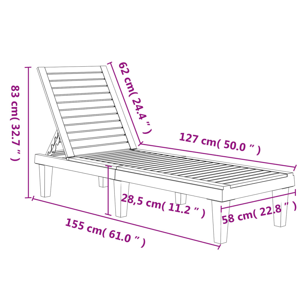 Ligbedden 155X58X83 Cm Polypropeen 2 Zwart